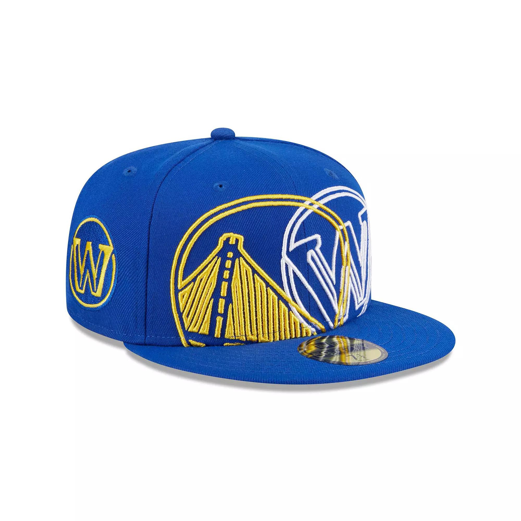Men's New Era Royal Golden State Warriors Game Day Hollow Logo Mashup 59FIFTY Fitted Hat,  Product Image