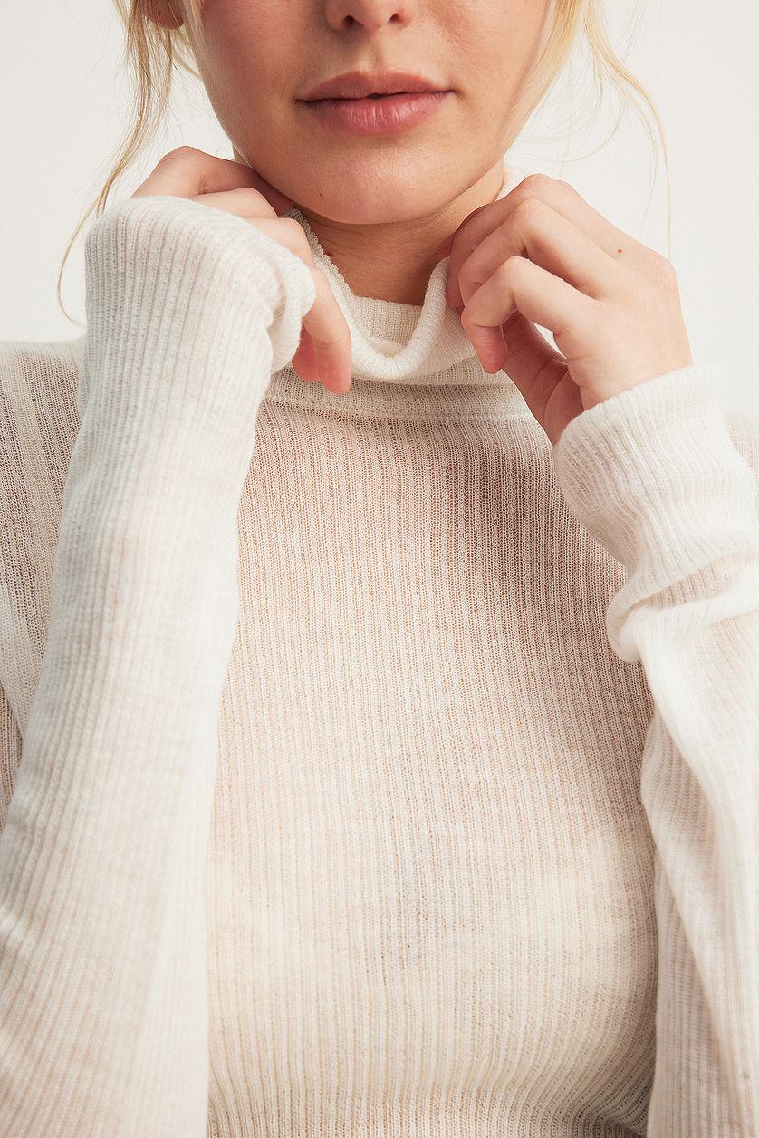 Sheer Knitted Turtle Neck Product Image