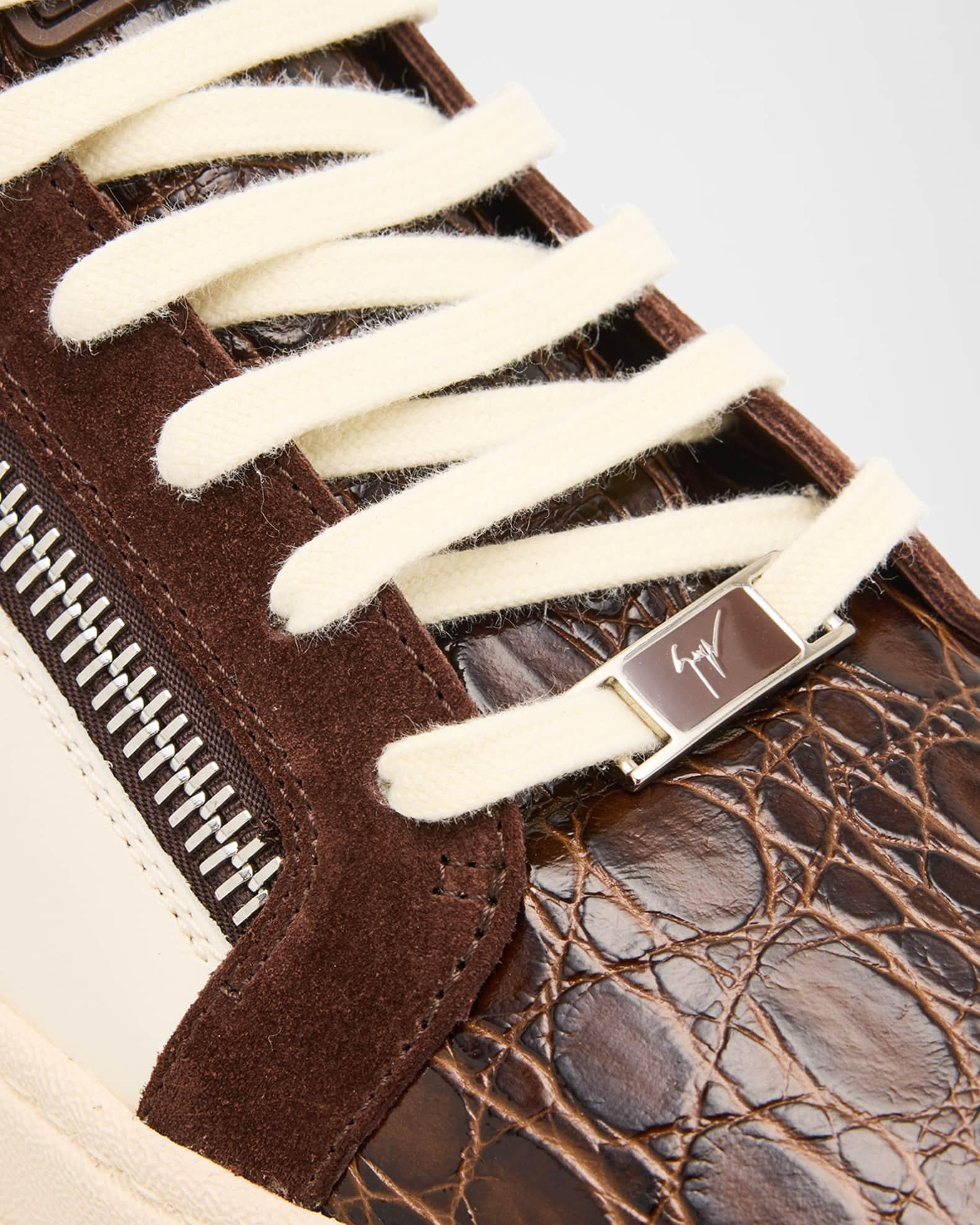 Men's Croc-Effect and Suede Zip-Up Sneakers Product Image