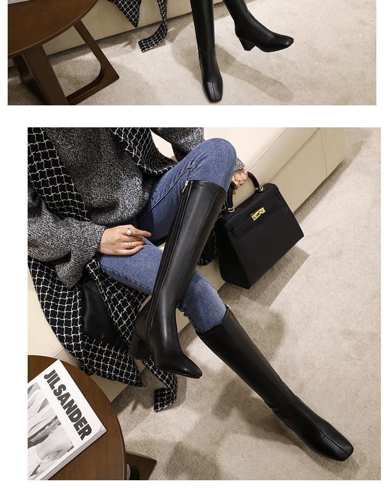 Plain Chunky Heel Tall Boots Product Image