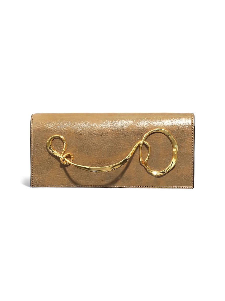 Womens Twisted Handle Leather Clutch Product Image
