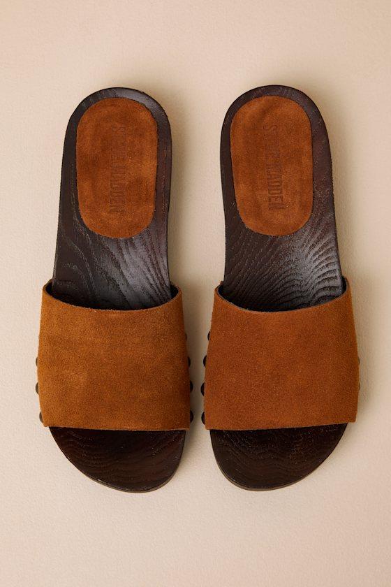 Cento Chestnut Suede Leather Slide Sandals Product Image