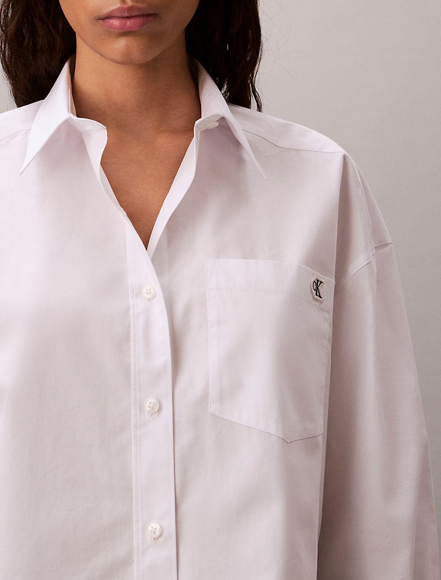 Cotton Poplin Cropped Boxy Button-Down Shirt Product Image