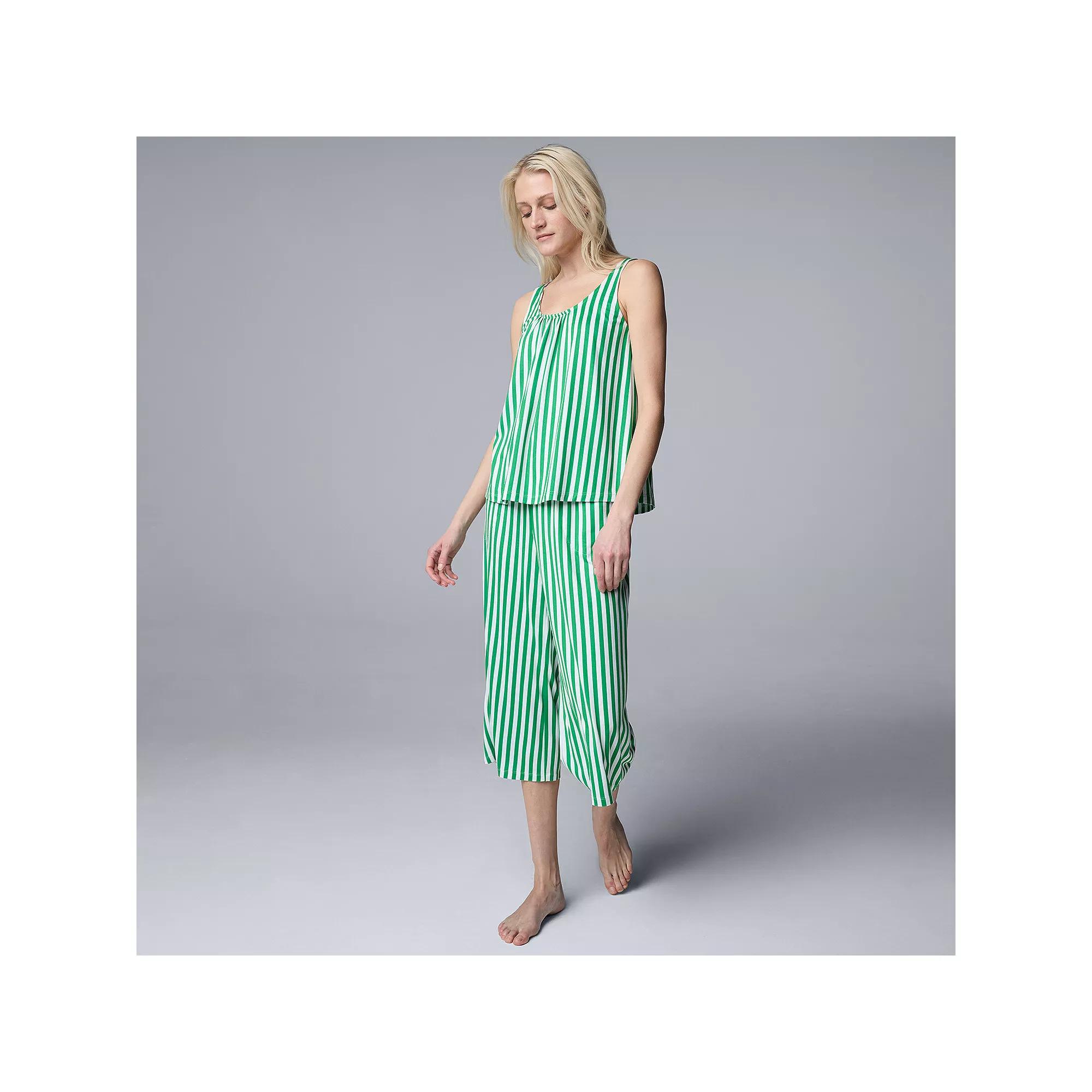 Womens Simply Vera Vera Wang 2-Piece Tank & Culotte Pants Sleep Set Grey Grey Dot Product Image