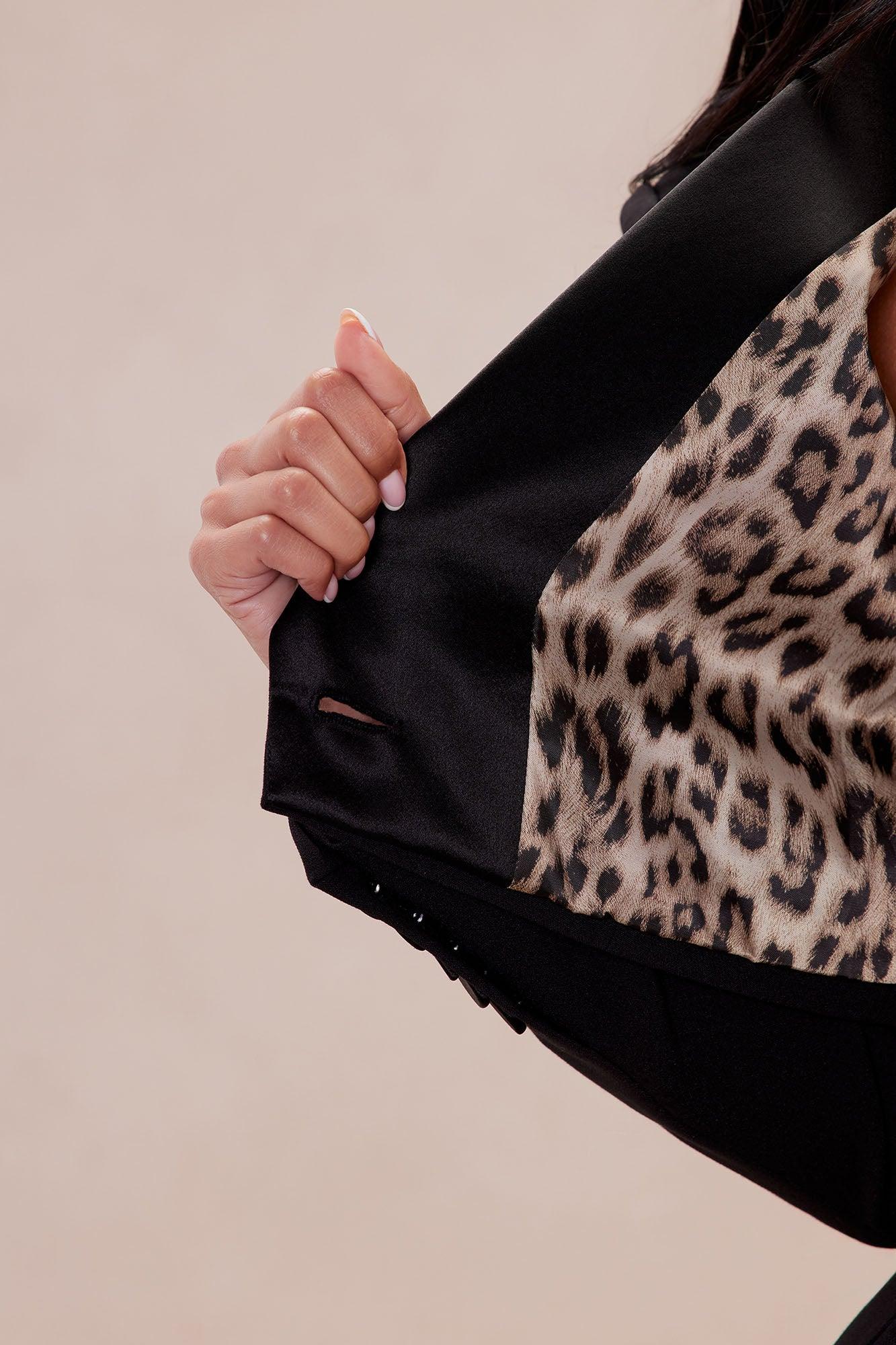 Daisy Cropped Blazer Suit Set - Black Product Image