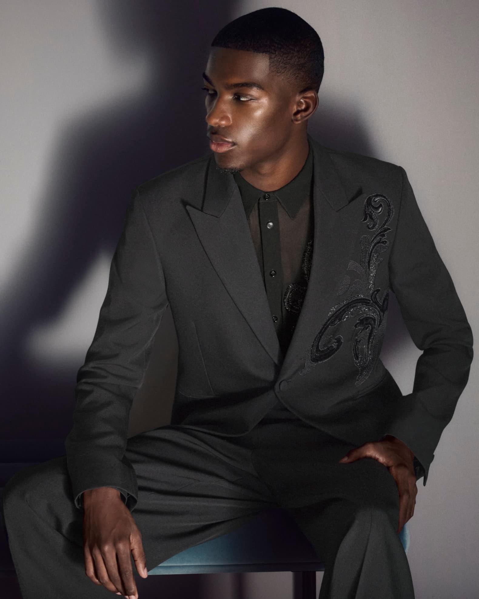 Men's Studded Leather Medusa Smoking Slippers Product Image