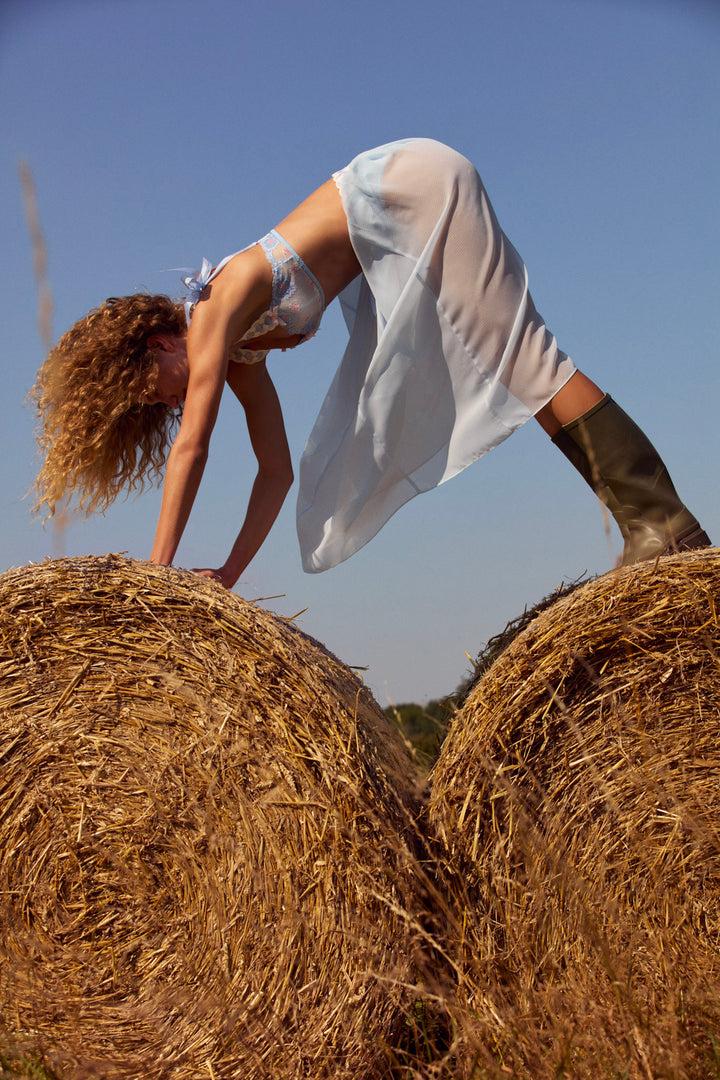 Dainty Doily Midi Skirt — Blue Product Image