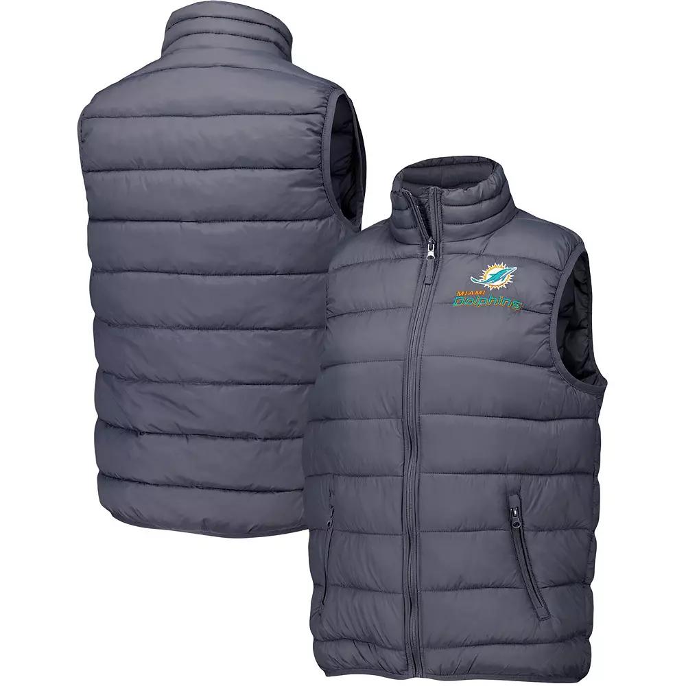 Women's  Dunbrooke  Charcoal Miami Dolphins Alberta Full-Zip Vest, Size: Large Product Image