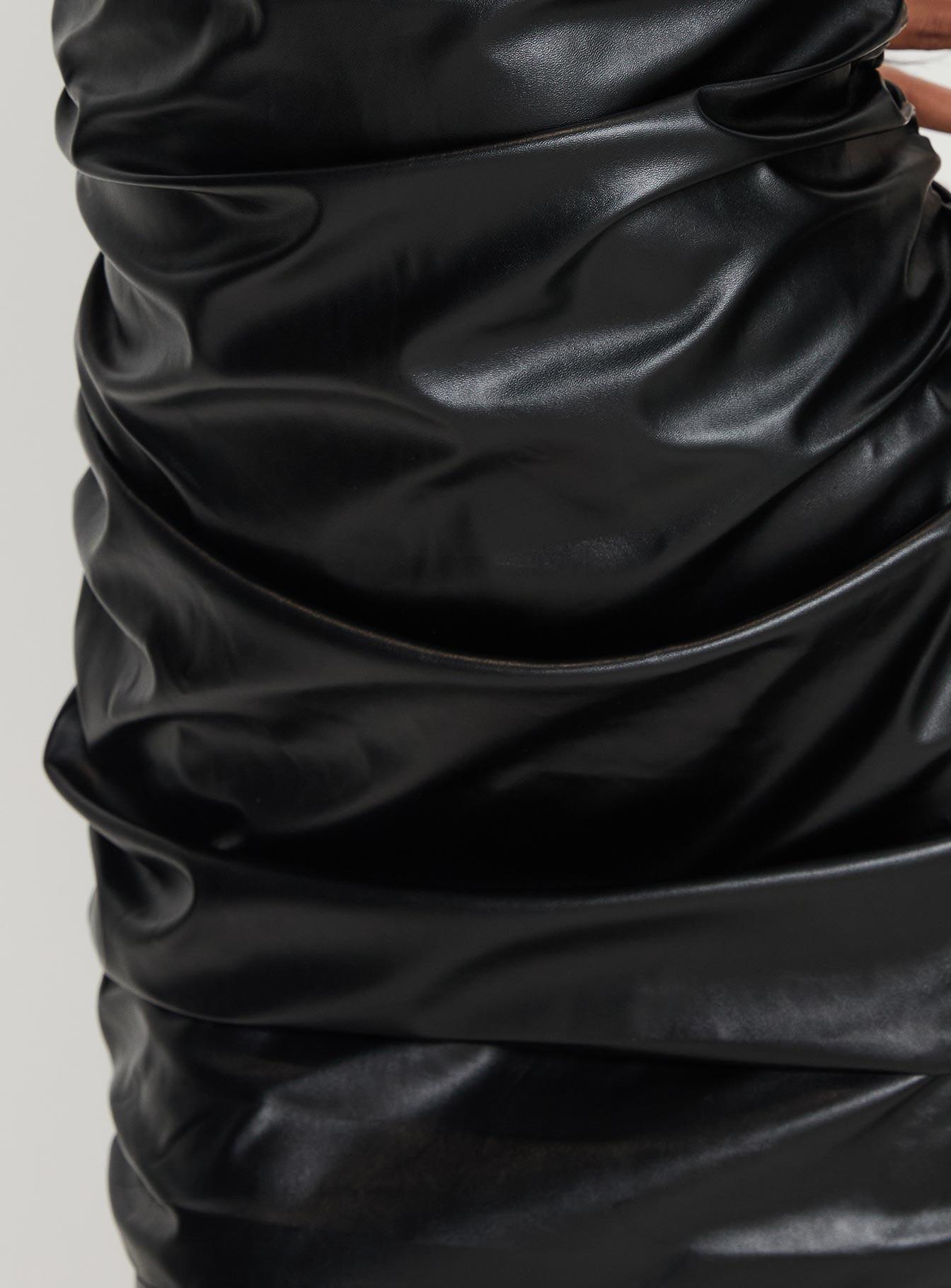 Fonteiro Faux Leather Mini Dress Black Product Image