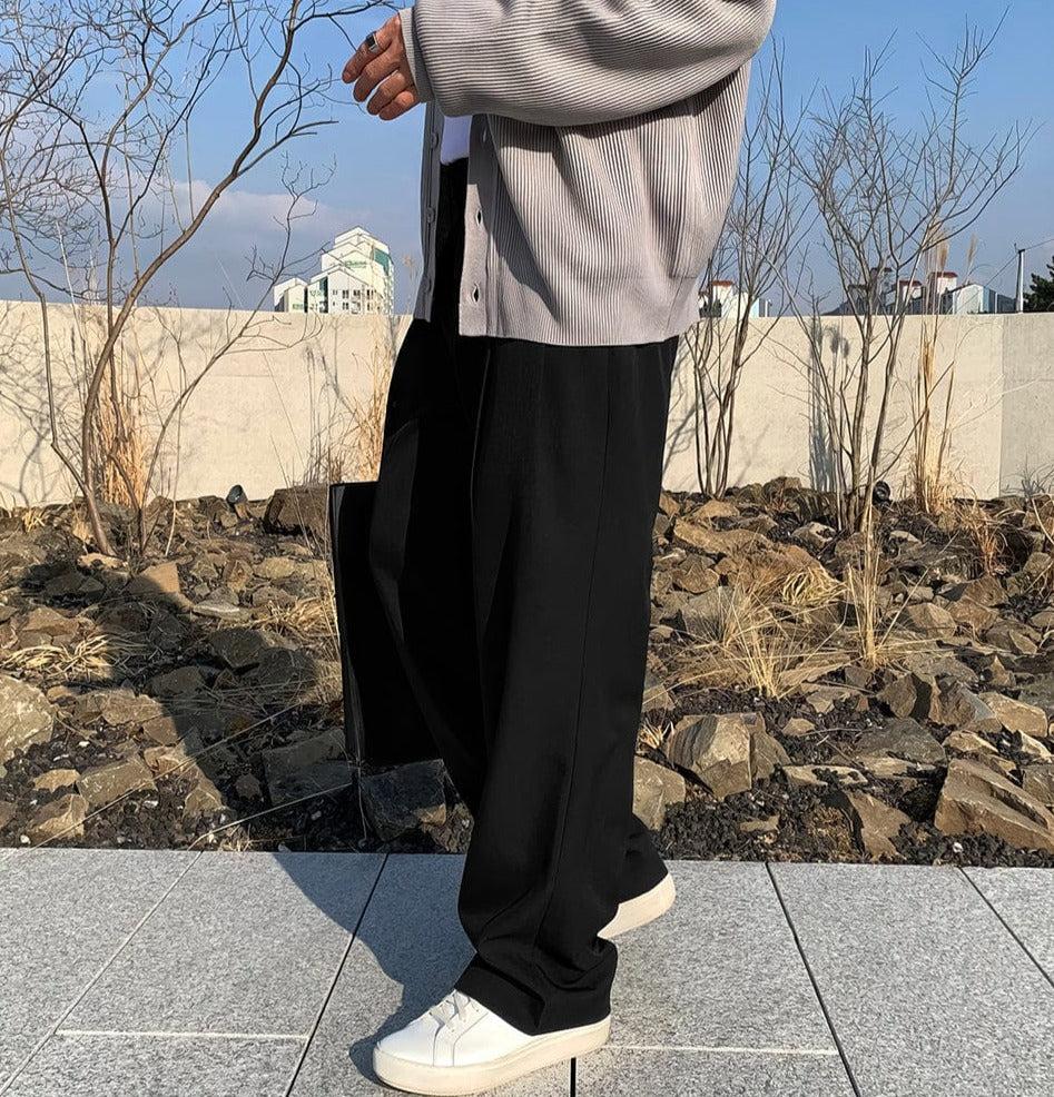 RT No. 11352 FOLDED PLEATED STRAIGHT PANTS Product Image