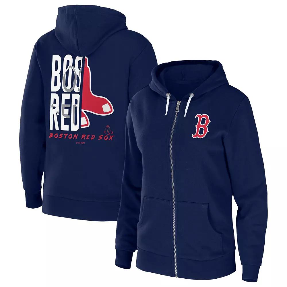 Women's WEAR by Erin Andrews Navy Boston Red Sox Sponge Fleece Full-Zip Hoodie,  Product Image