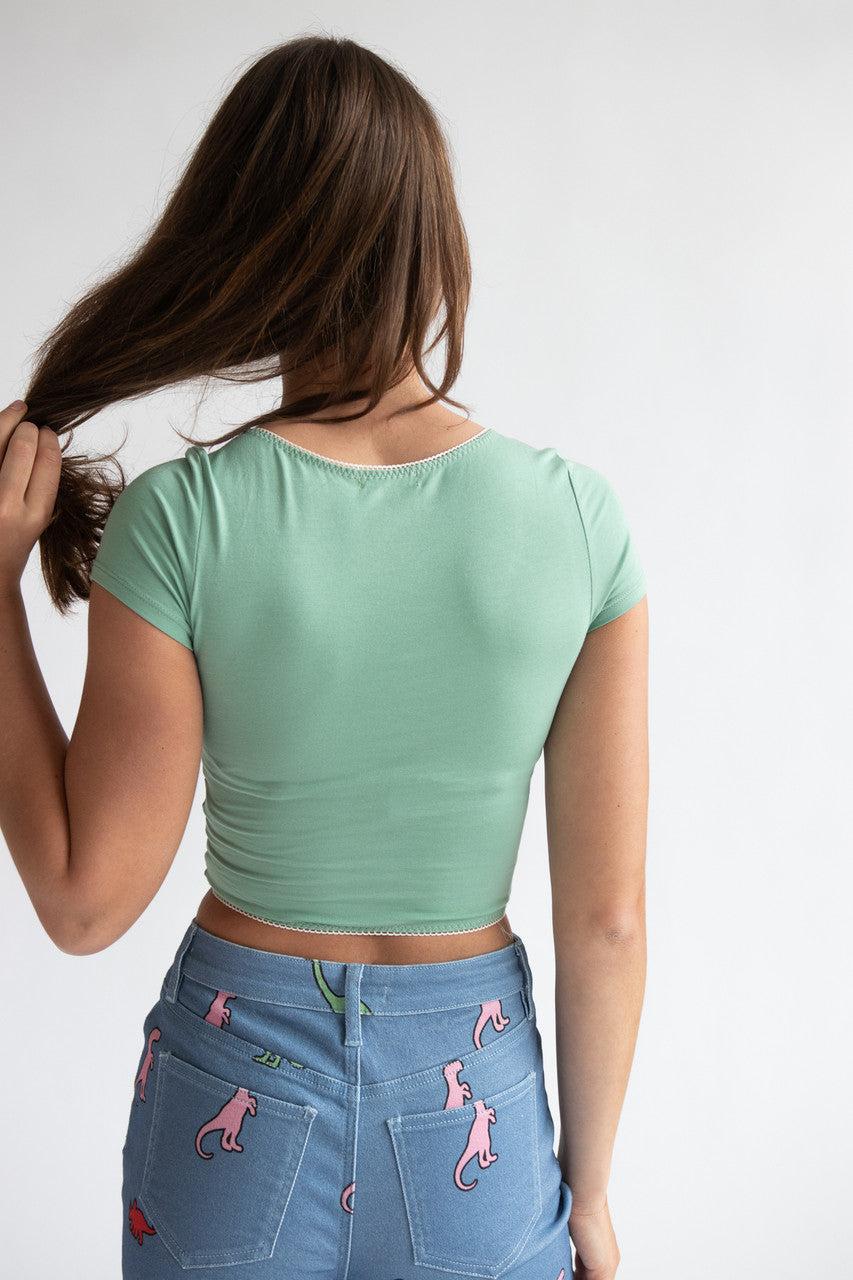 Underbust Seam Lace Trim Tee Product Image