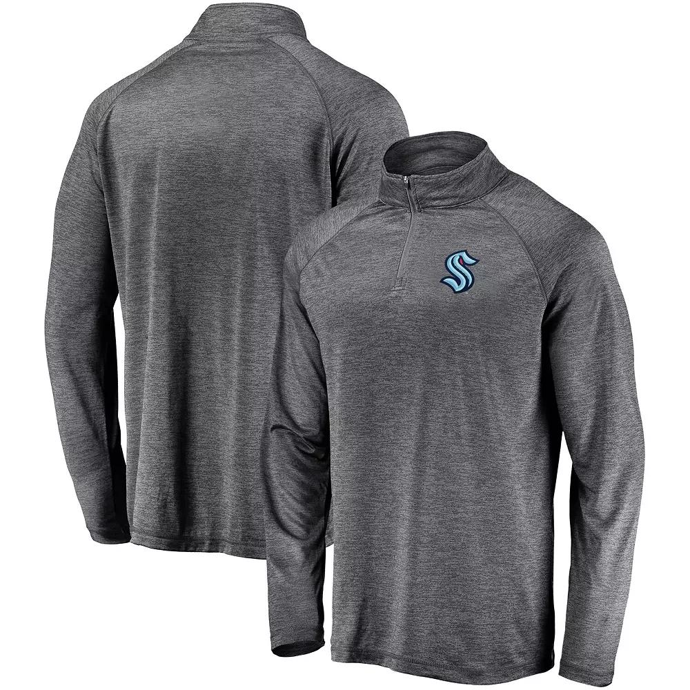 Men's Fanatics Branded Gray Seattle Kraken Synthetic Primary Logo Quarter-Zip Pullover Jacket,  Product Image