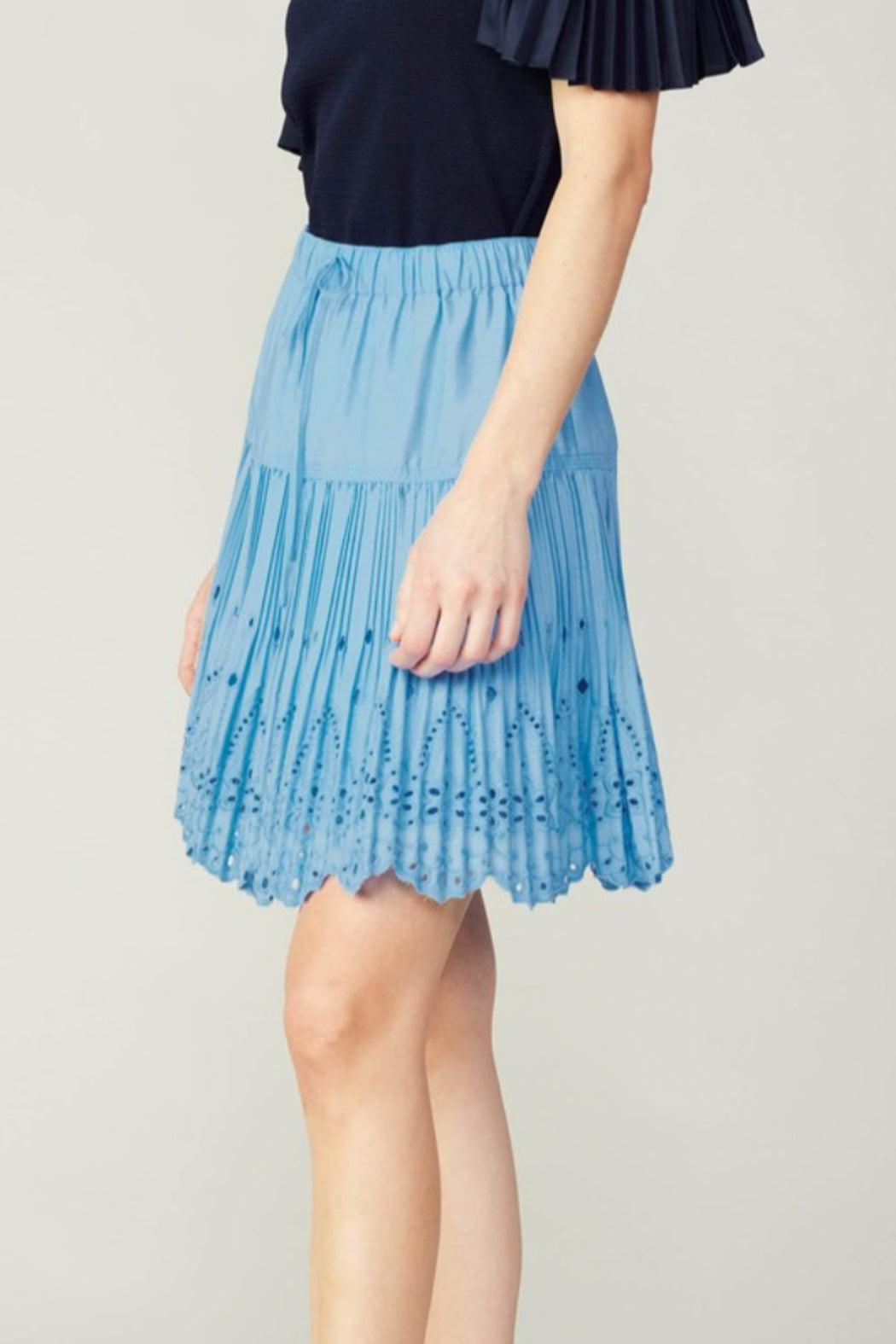 Pleated Embroidery Detailed Mini Skirt Product Image