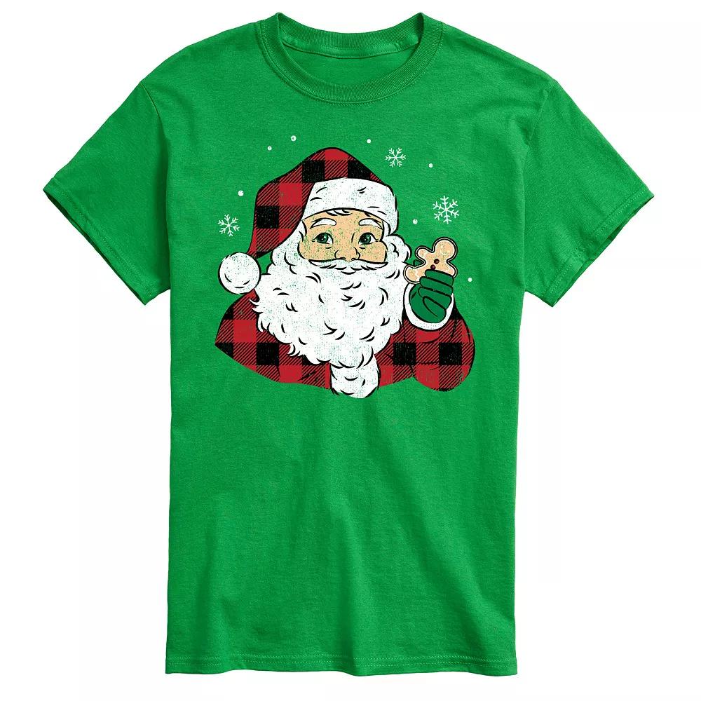 Men's Vintage Santa Plaid Cookie Graphic Tee,  Product Image