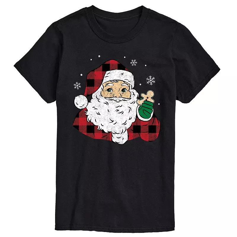 Men's Vintage Santa Plaid Cookie Graphic Tee,  Product Image