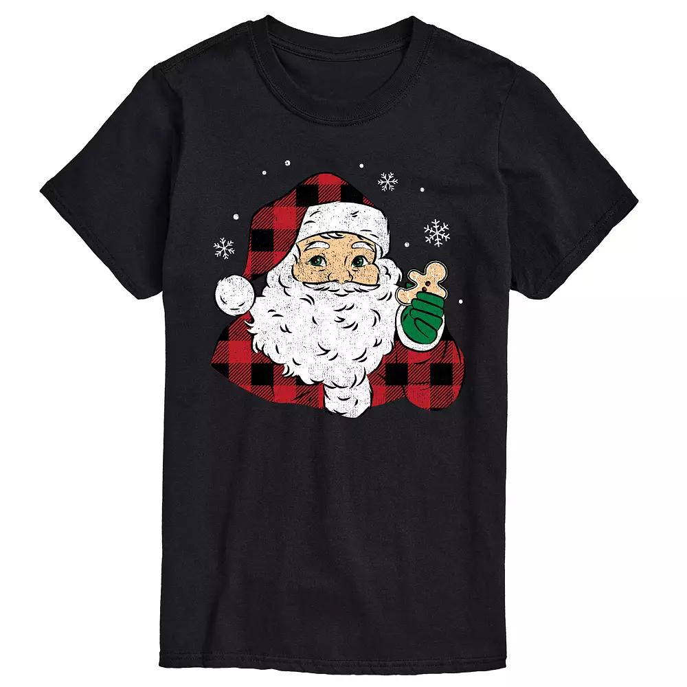 Men's Vintage Santa Plaid Cookie Graphic Tee,  Product Image