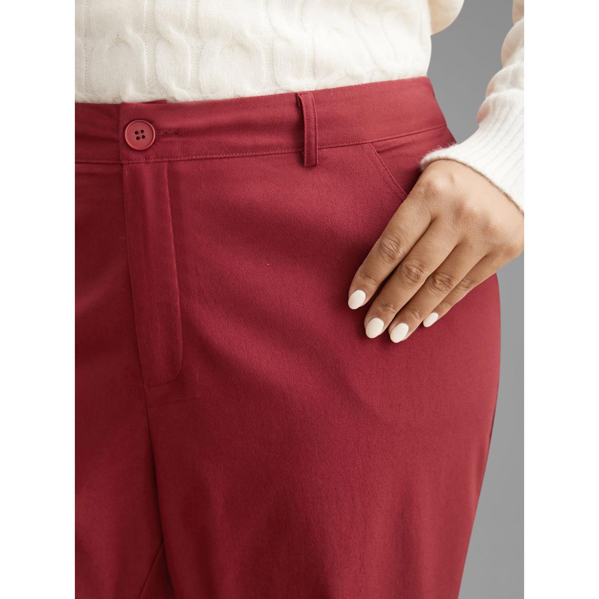 Plus Size Holiday Stretchy Flared Pants Women Scarlet Formal Bootcut Mid Rise Party Pants BloomChic 22-24/3X Product Image