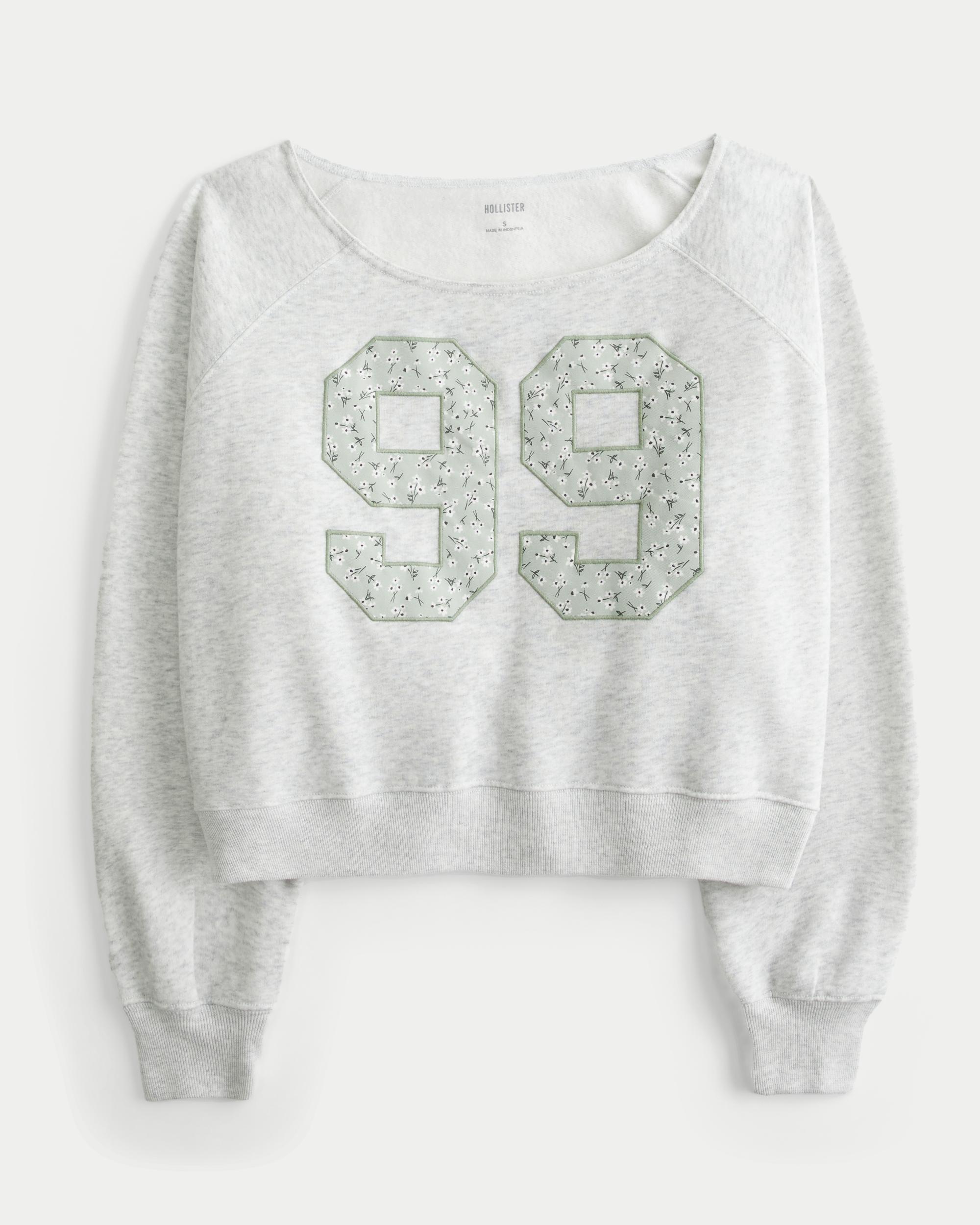 Easy Off-the-Shoulder California Graphic Crew Sweatshirt Product Image
