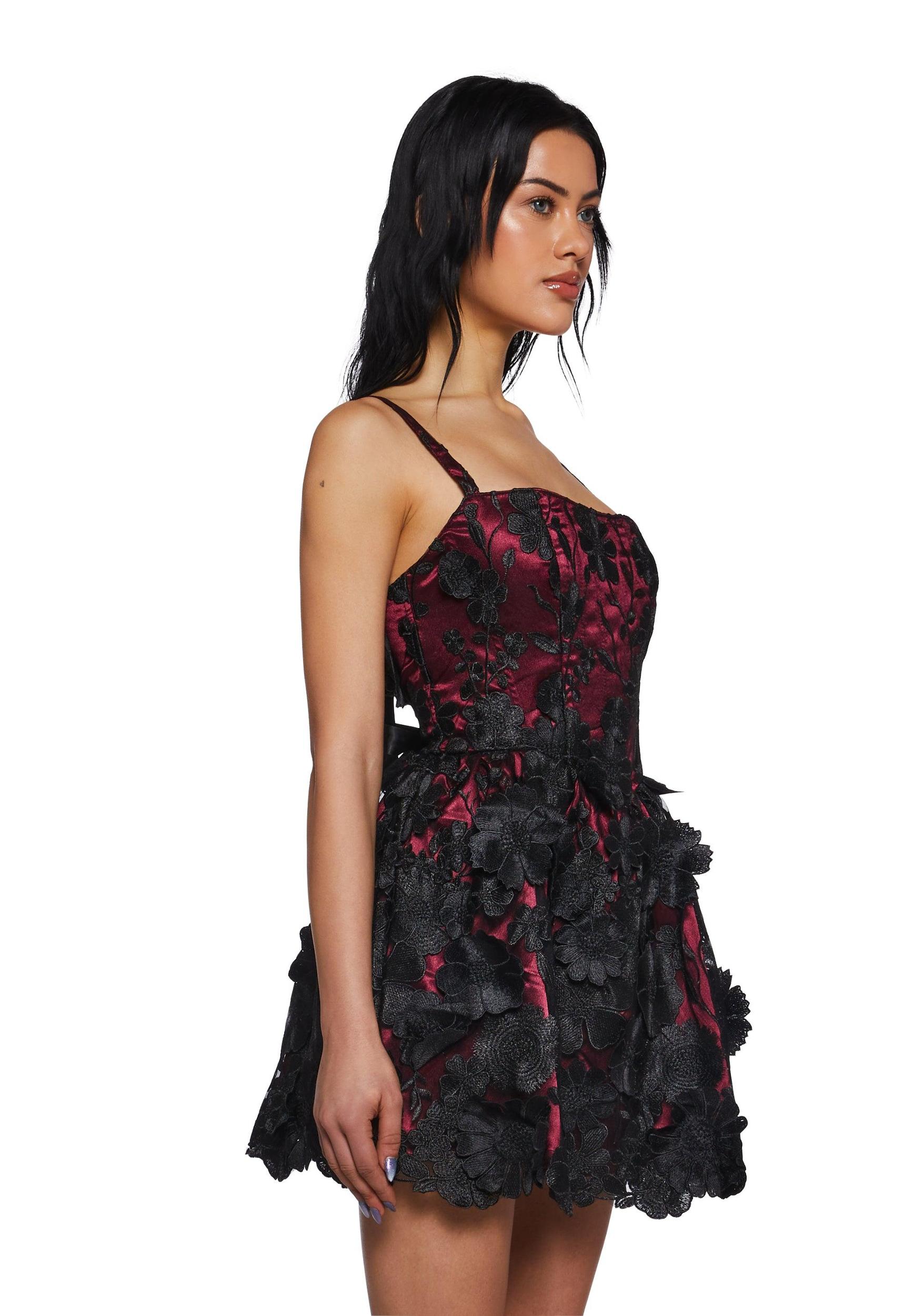 Satin Mesh 3D Floral Corset Dress Sugar Thrillz - Multi Product Image