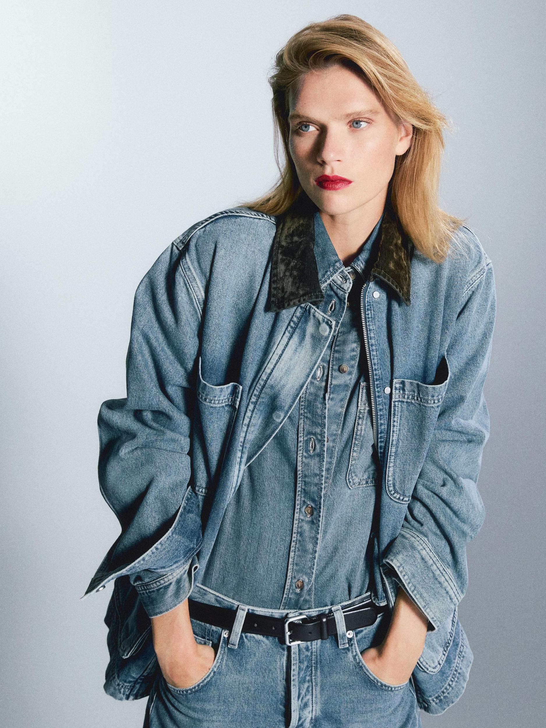 Denim jacket with pockets Product Image