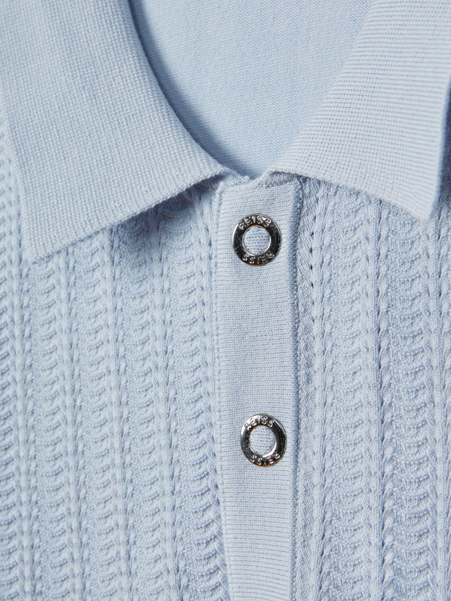 Textured Modal Blend Polo Shirt in Soft Blue Product Image