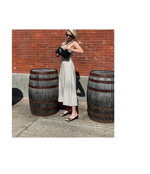 Steve Madden Mary Beth Woven Stripe Print Halter Neck Sleeveless A-Line Midi Dress Product Image