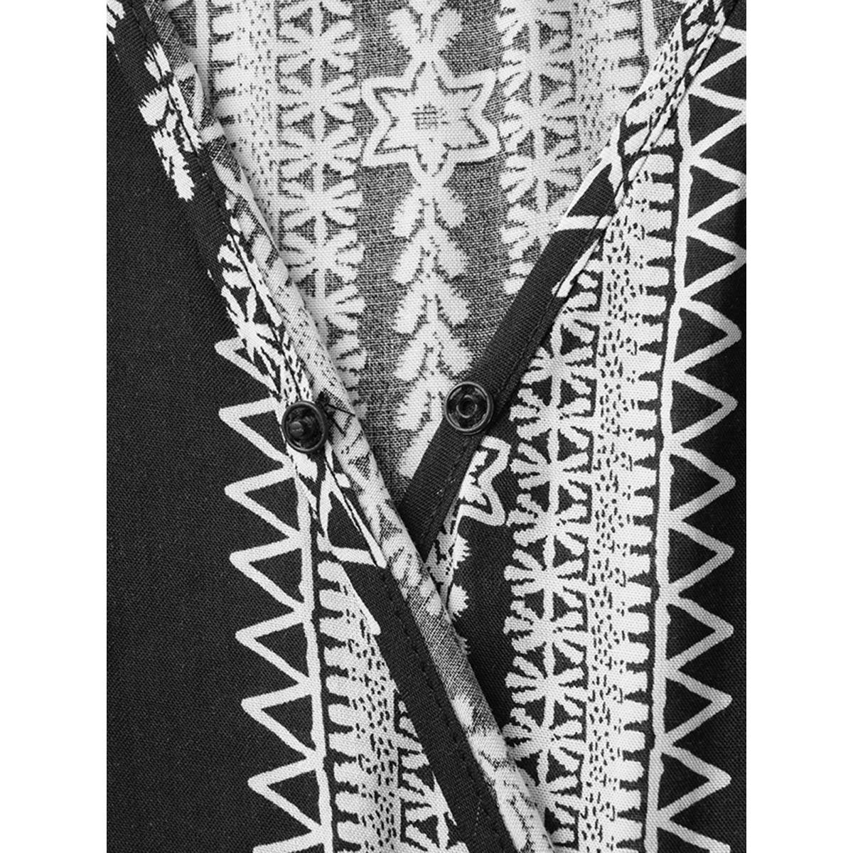 Plus Size V Neck Striped Batwing Sleeve Ruffle Hem Dress Black Women Resort Ruffles V-neck Short sleeve Curvy BloomChic 10/M Product Image