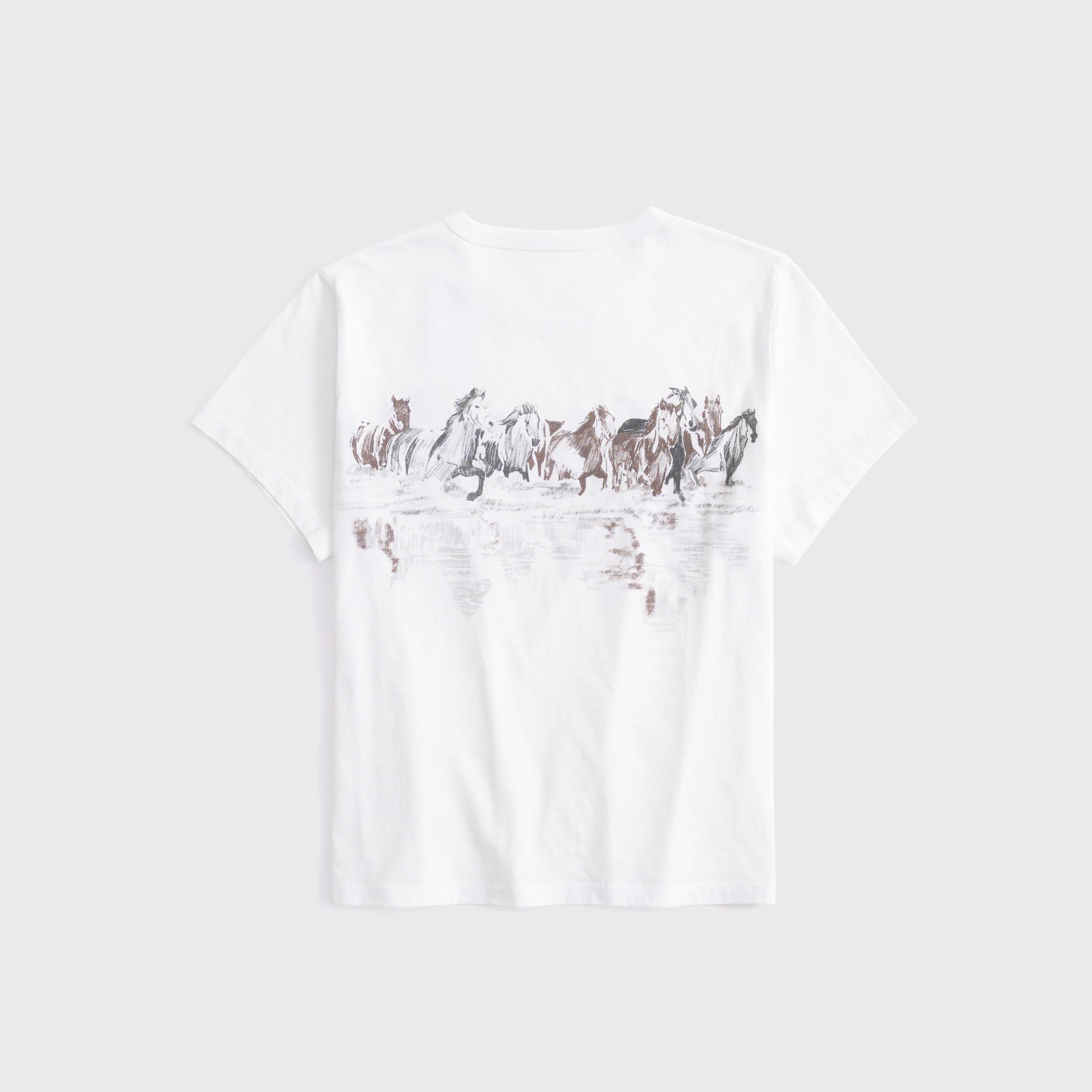 Short-Sleeve Horses Graphic Skimming Tee Product Image
