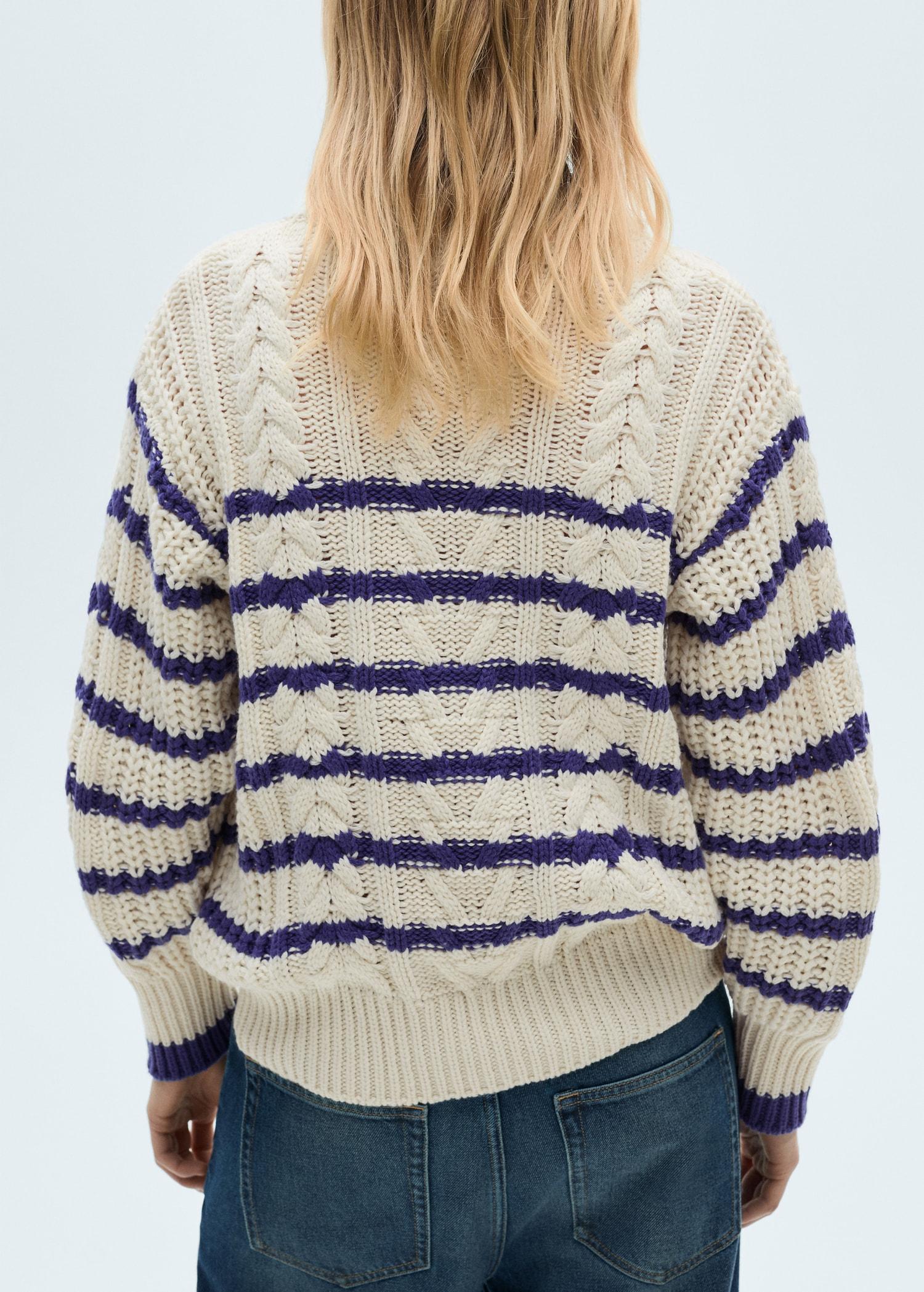 Striped braided sweater - Women | MANGO USA Product Image