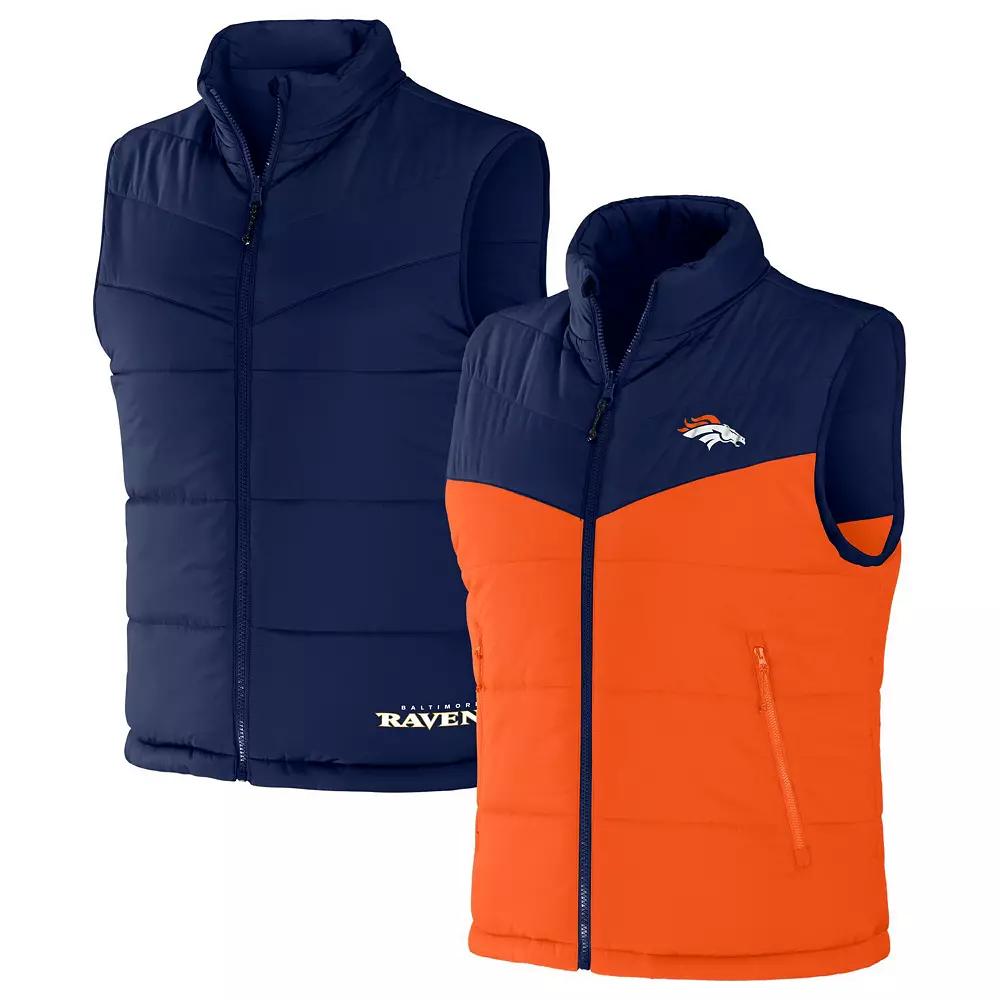 Men's NFL x Darius Rucker Collection by Fanatics Navy Denver Broncos Colorblocked Full-Zip Vest, Size: Small, Blue Product Image