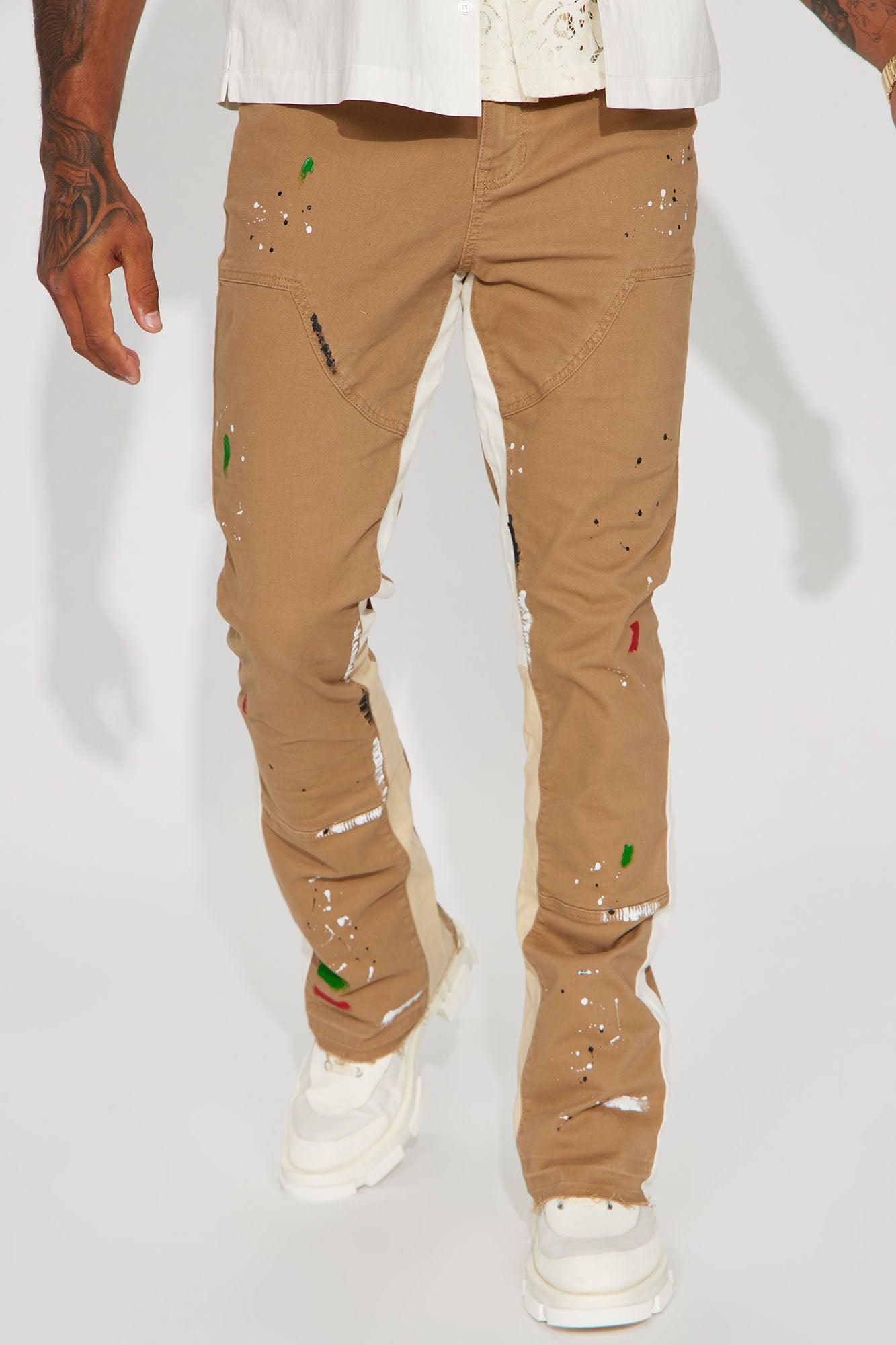 Both Ways Slim Stacked Flared Pants - Tan/Multi Product Image