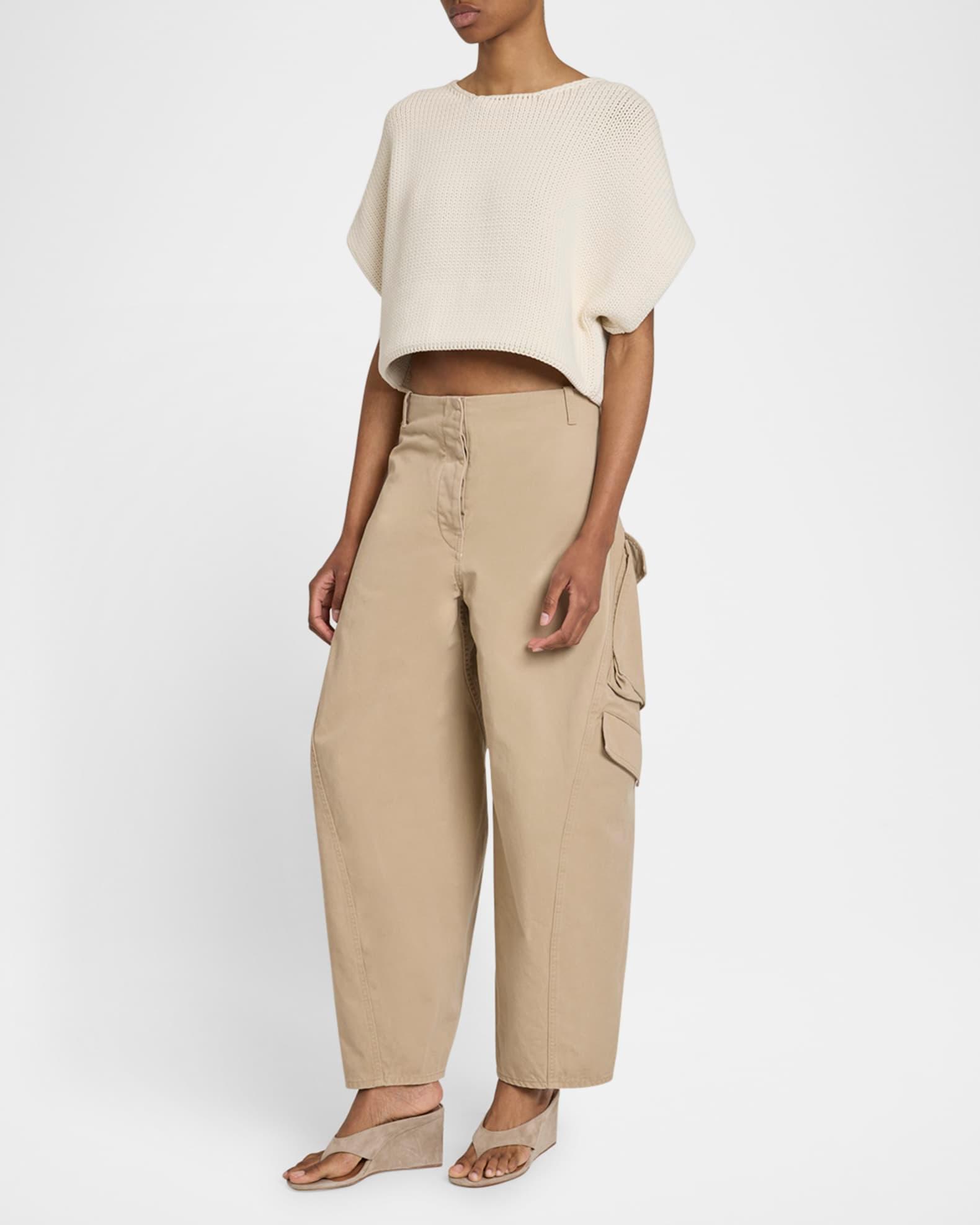 Mid-Rise Washed Chino Barrel-Leg Cargo Trousers Product Image