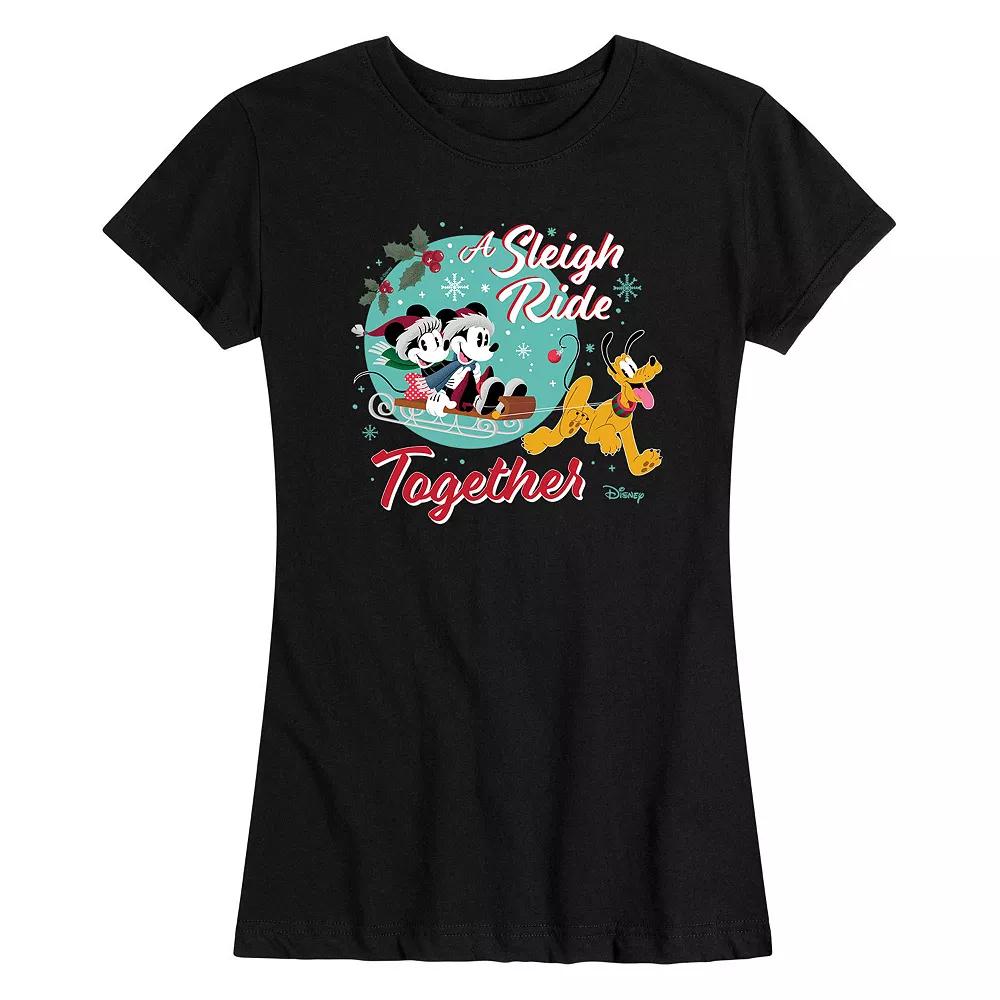 Disney's Mickey Mouse And Friends Women's Holiday Sleigh Ride Graphic Tee, Girl's, Size: XXL, Black Product Image