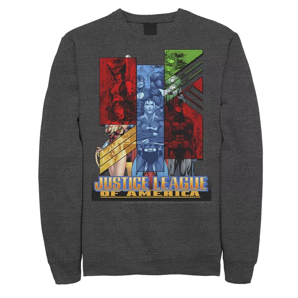 Men's DC Comics Justice League Of America Colorful Portrait Panels Sweatshirt,  Product Image