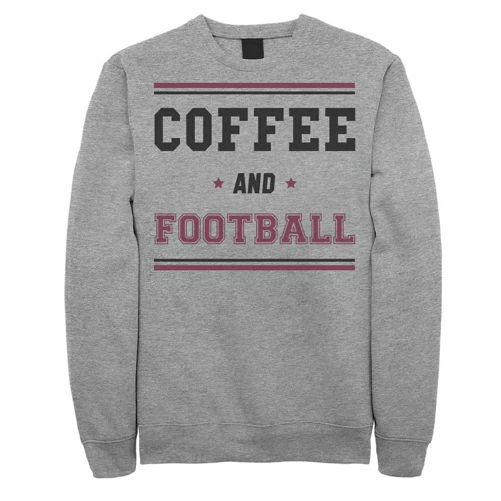 Men's Coffee And Football Graphic Fleece Pullover,  Product Image