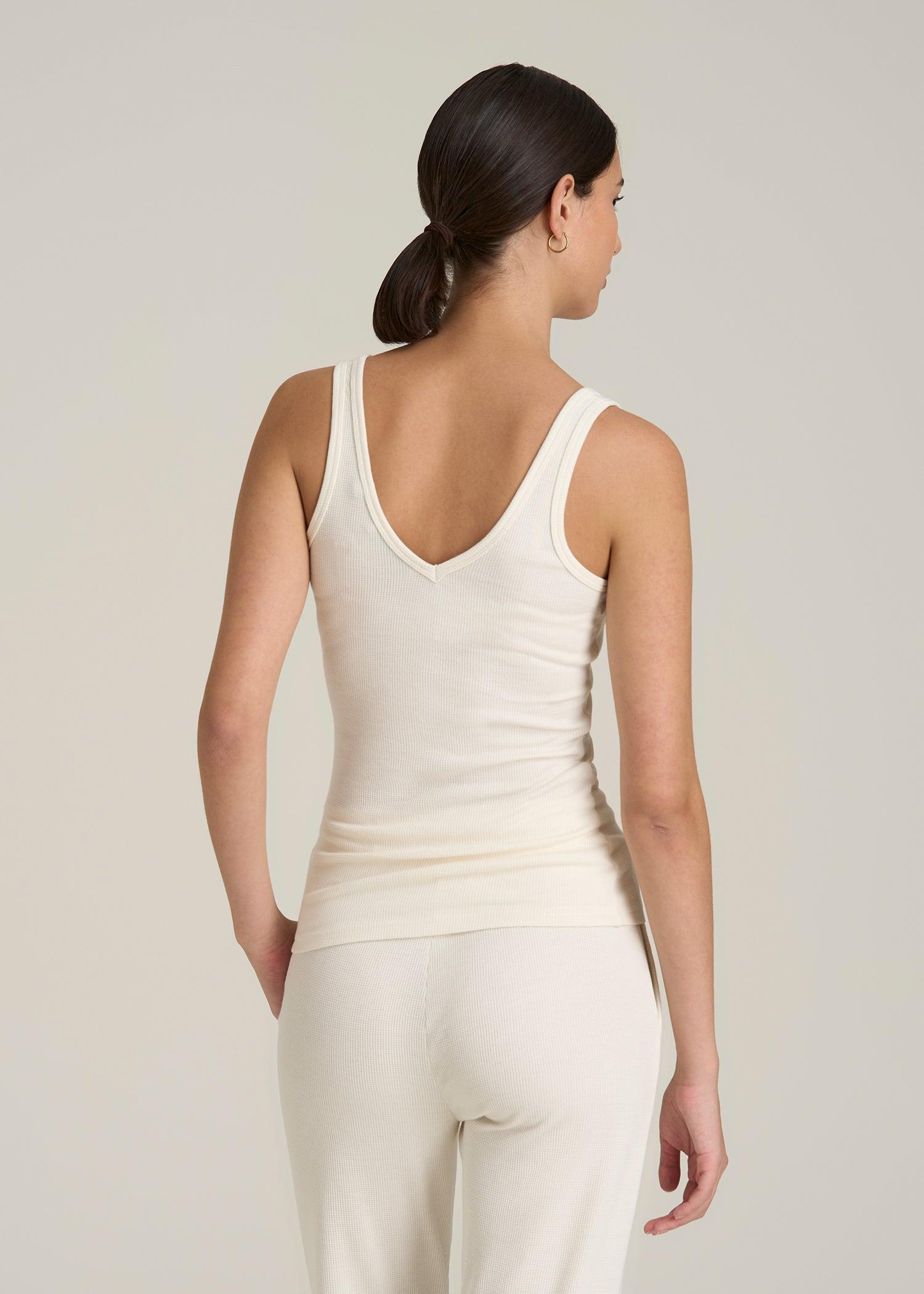 Waffle Tank Top for Tall Women in White Alyssum Female Product Image
