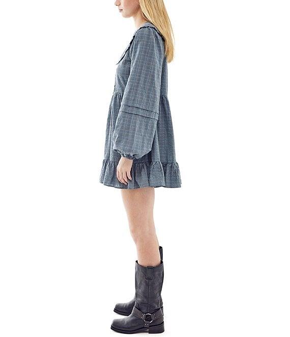 BDG Urban Outfitters Check Printed Collar Long Sleeve Dress Product Image