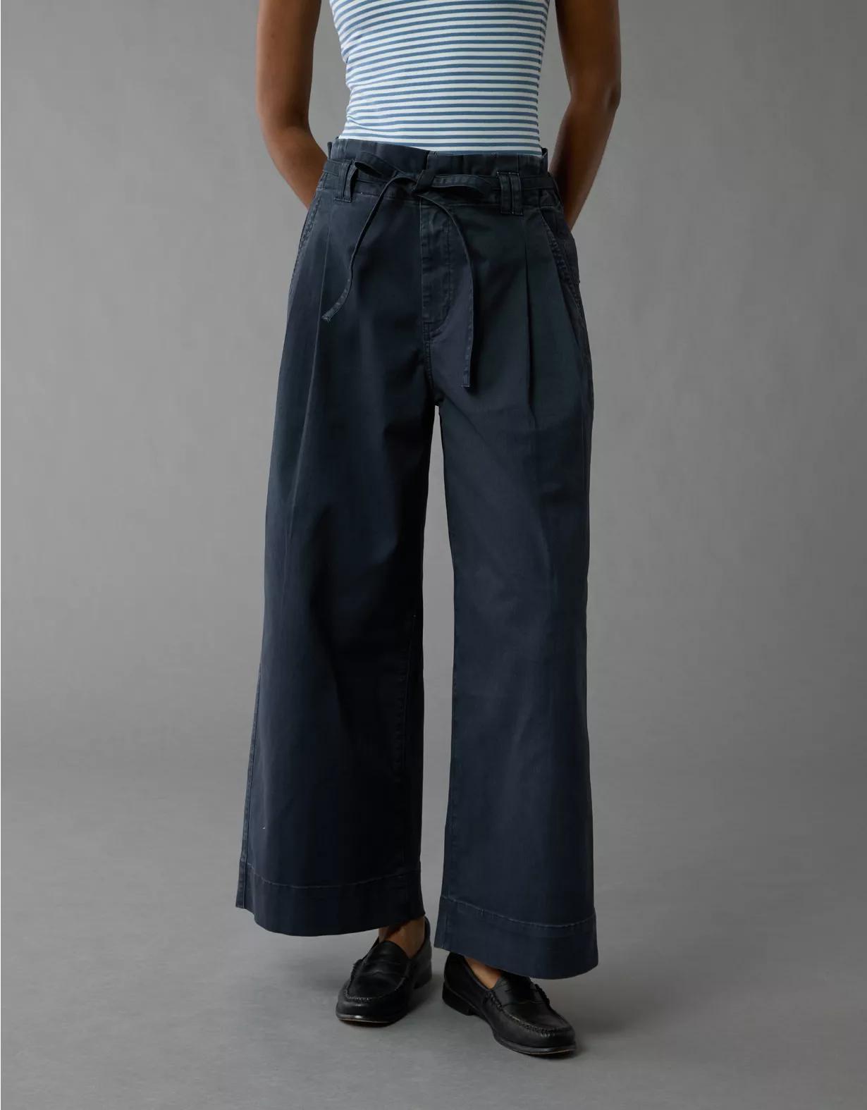 AE Stretch Paperbag Wide-Leg Crop Pant Product Image