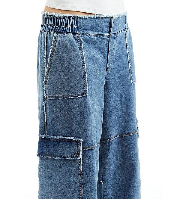 Tractr Tractr Blu Cargo Lounge Mid Rise Denim Jeans Product Image