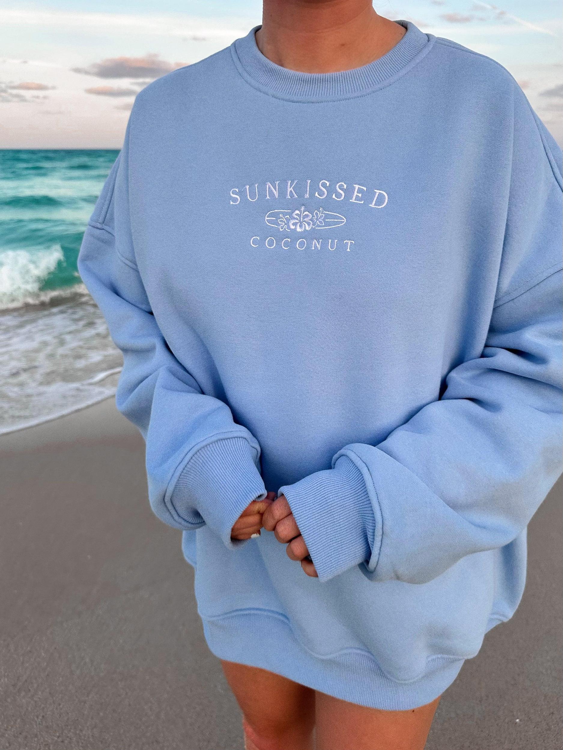 Jess Ocean Blue Embroider Sunkissedcoconut Sweatshirt Product Image
