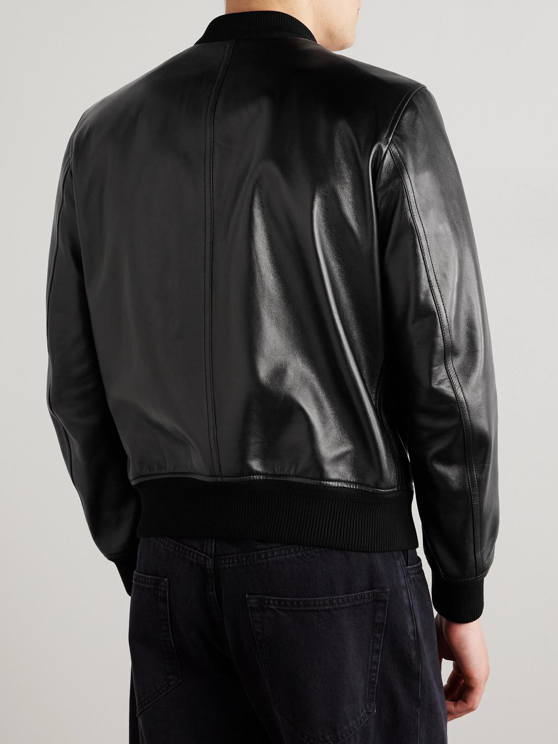 TOM FORD Black Shiny Nappa Plonge Leather Jacket In Multi Product Image