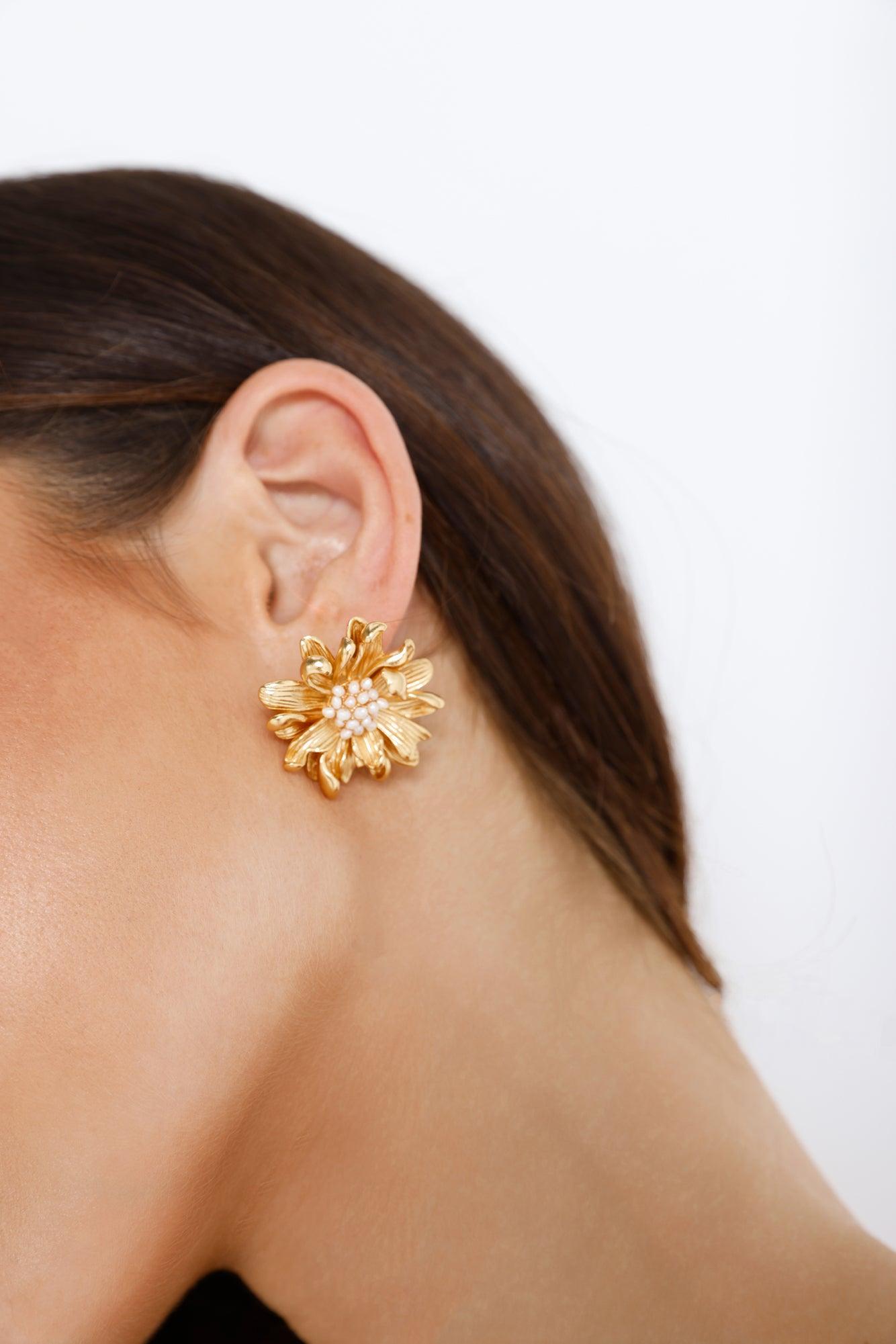 18k Gold Plated Fleur Earrings Gold Product Image