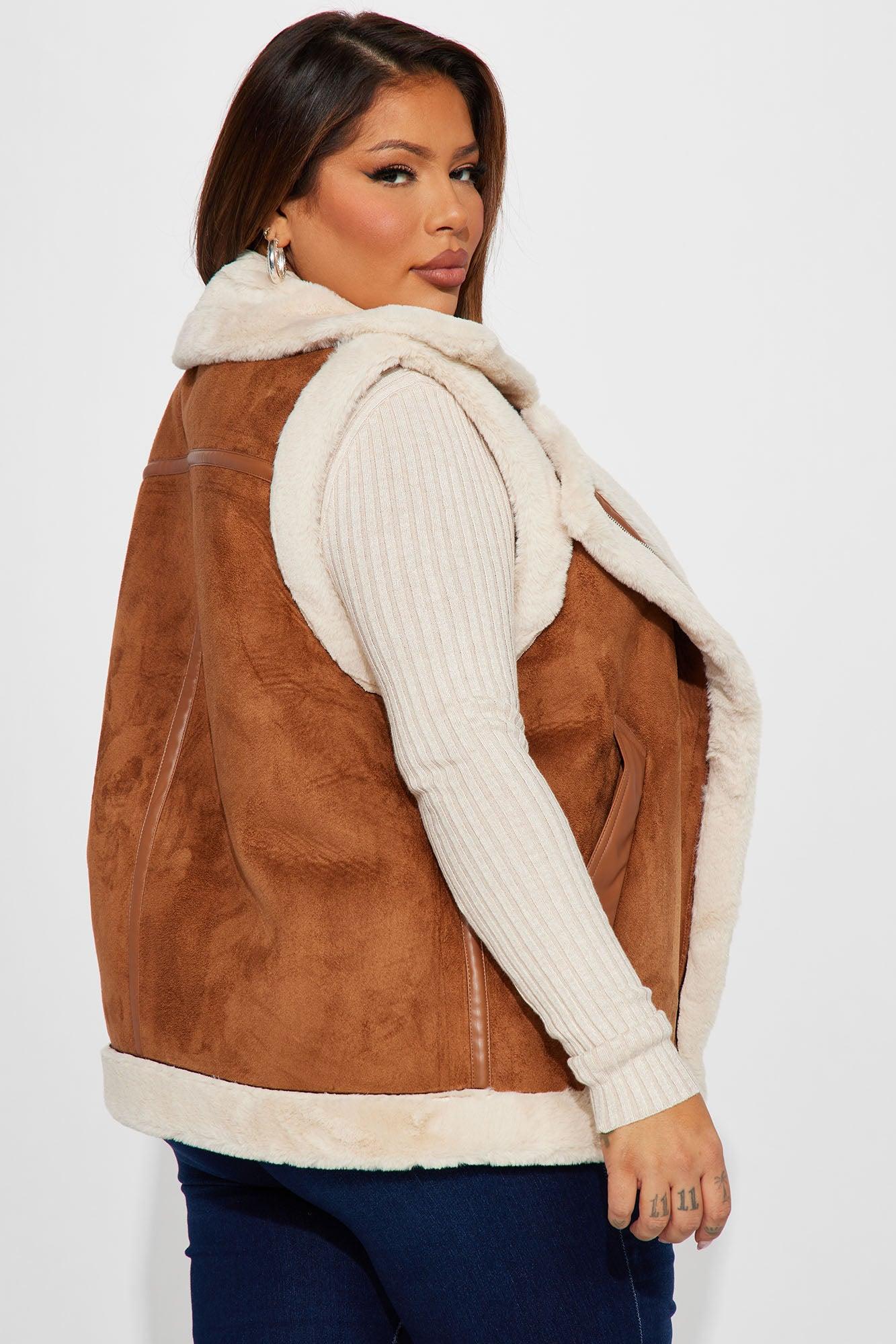 Come My Way Shearling Vest - Brown Product Image