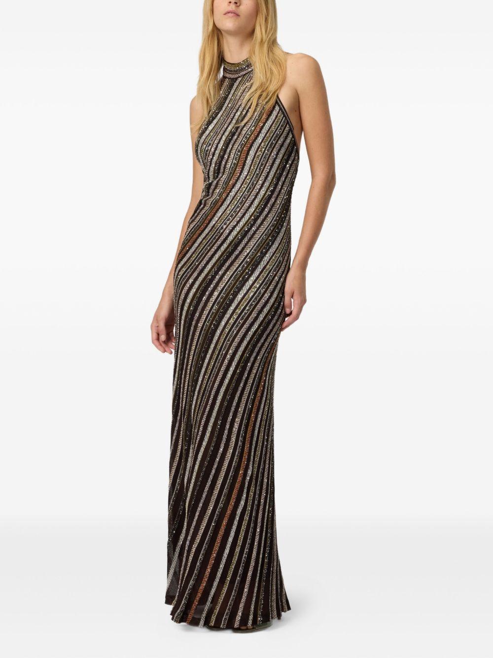 halterneck striped maxi dress Product Image