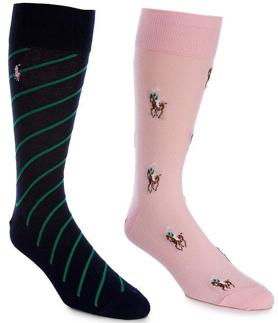 Polo Ralph Lauren Polo Player/Striped Dress Socks 2-Pack Product Image