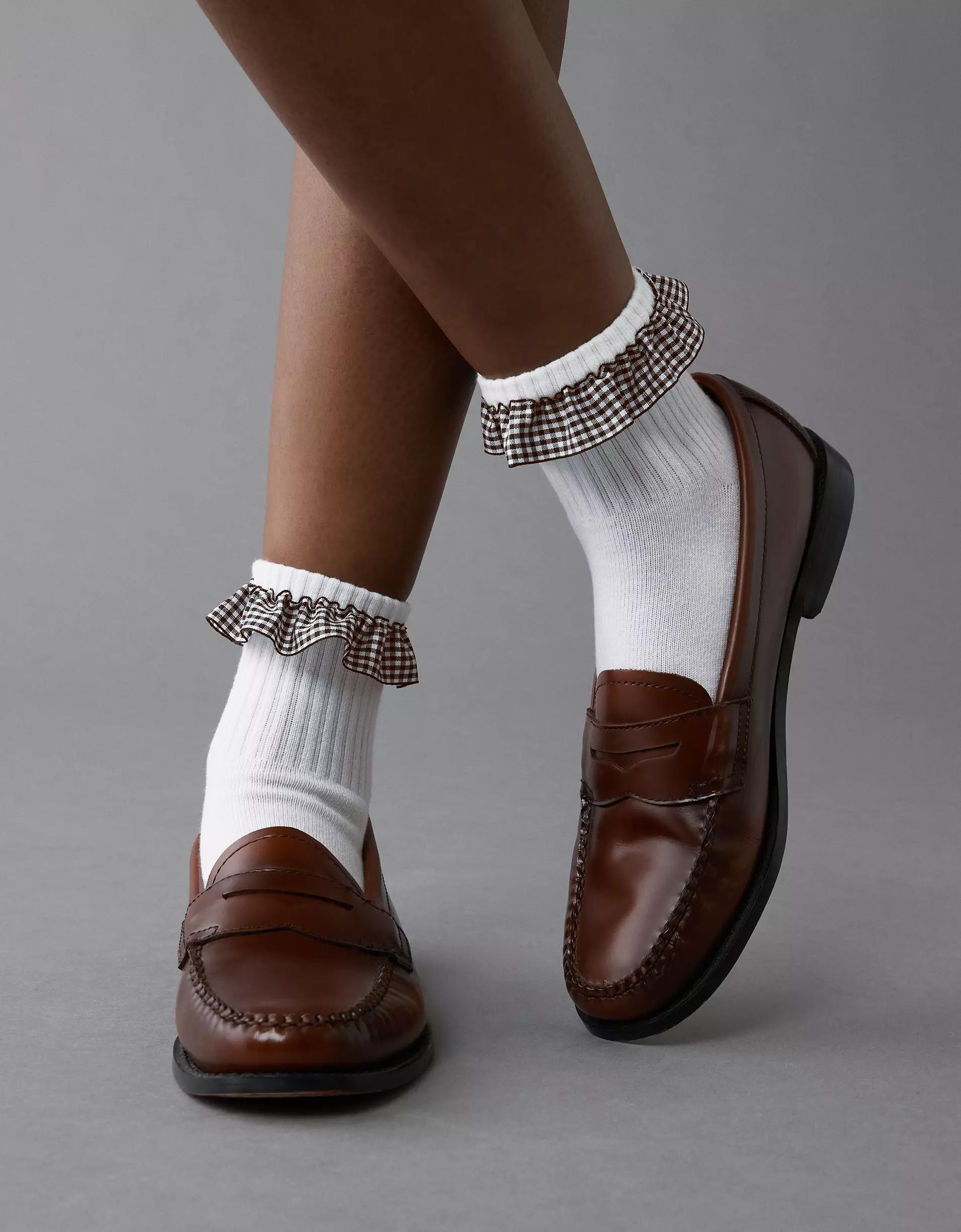 AE Gingham Ruffle Boyfriend Socks 2-Pack Product Image