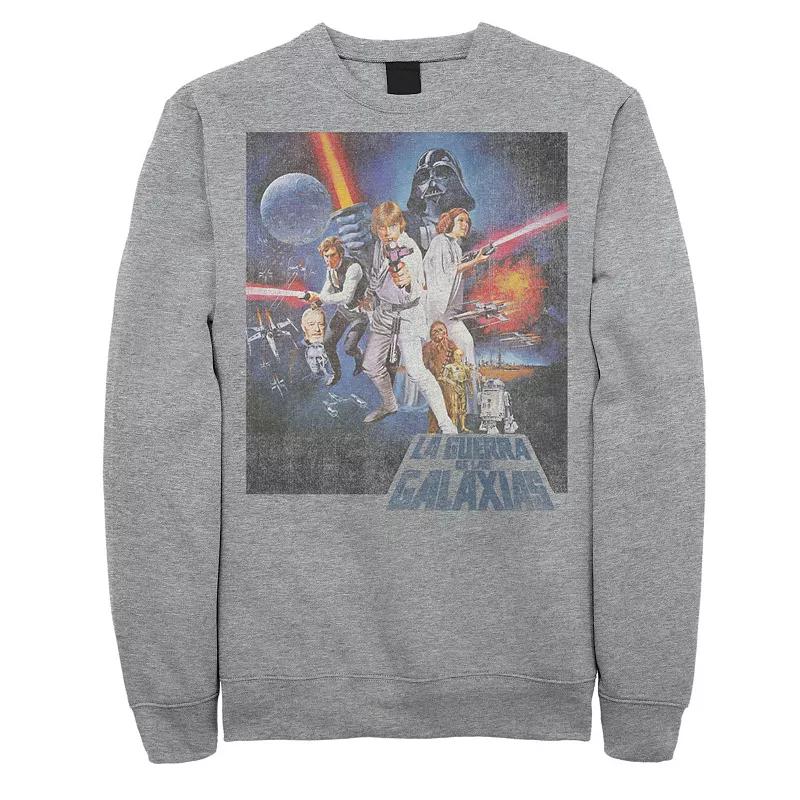 Men's Star Wars La Guerra De Las Galaxias Faded Poster Sweatshirt, Size: Medium, White Product Image