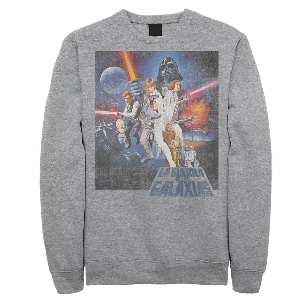 Men's Star Wars La Guerra De Las Galaxias Faded Poster Sweatshirt, Size: Medium, White Product Image