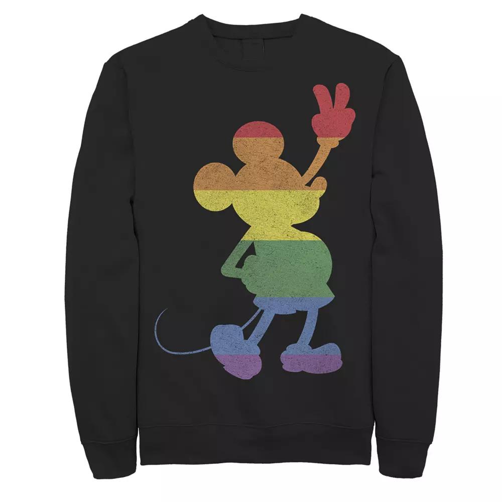 Disney's Mickey Mouse Rainbow Stripe Silhouette Men's Fleece Sweatshirt,  Product Image
